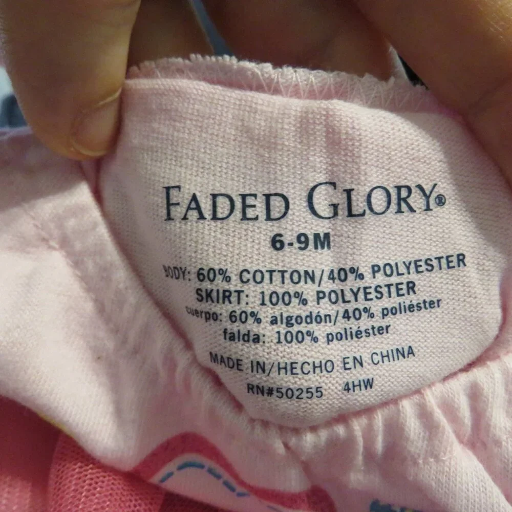 Baby Ballet Heart Bodysuit w tulle skirt attached Faded Glory glittered hearts